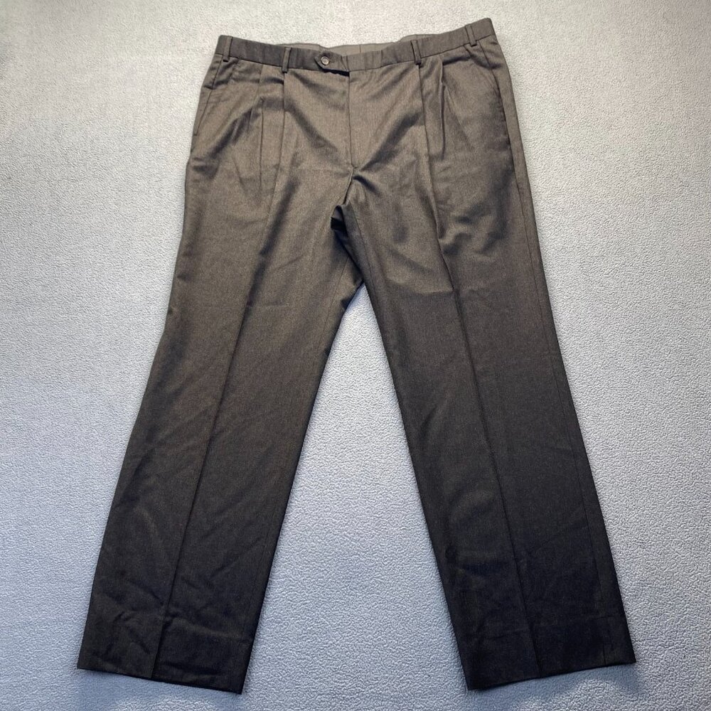 Brooks Stretch Men’s Pants Size 42 Pleated,Dark Brown,100% Wool